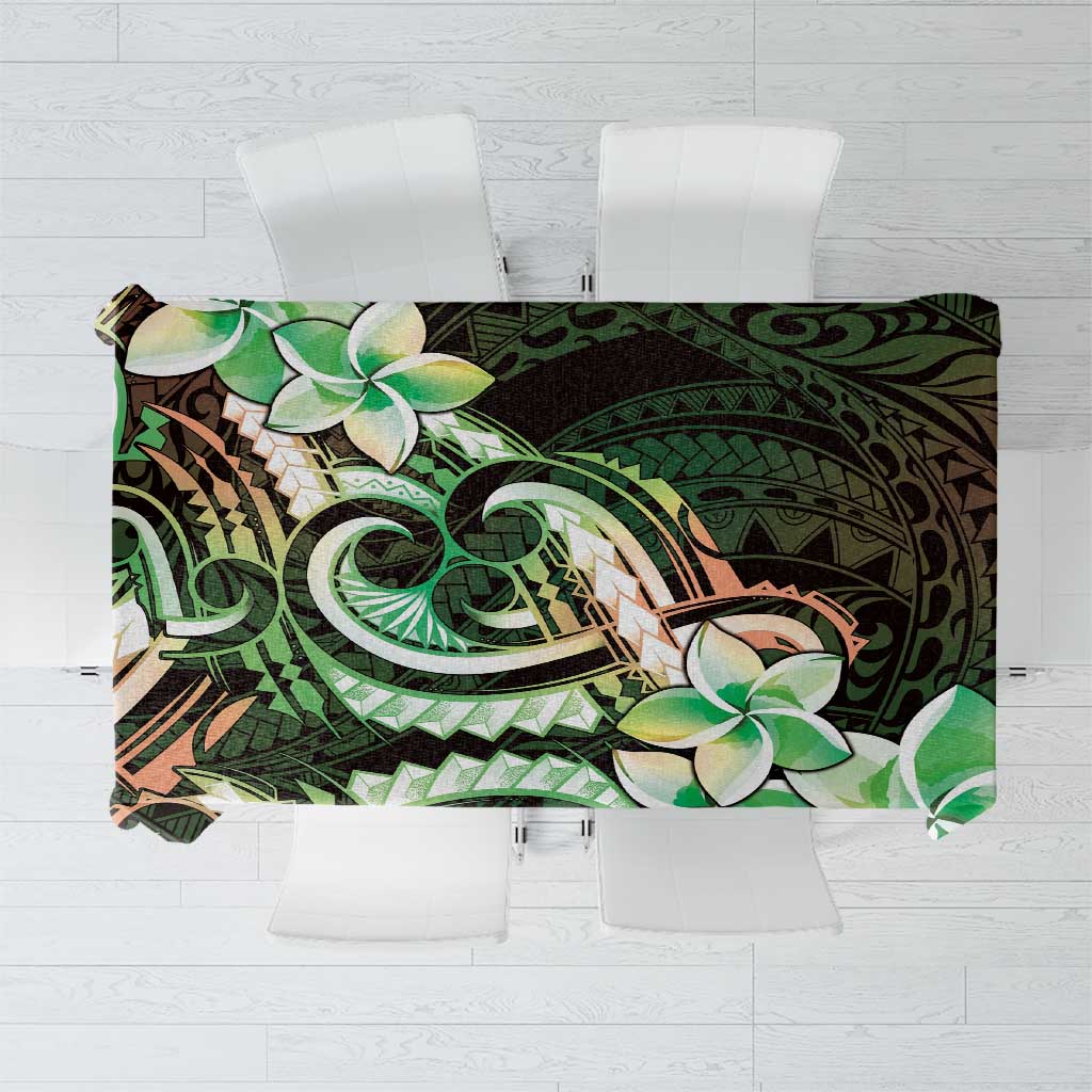 Polynesian Art Tattoo Tablecloth Plumeria Flowers Green Gradient LT05 Green - Polynesian Pride