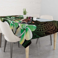 Polynesian Art Tattoo Tablecloth Plumeria Flowers Green Gradient LT05 - Polynesian Pride