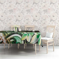 Polynesian Art Tattoo Tablecloth Plumeria Flowers Green Gradient LT05 - Polynesian Pride