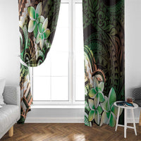 Polynesian Art Tattoo Window Curtain Plumeria Flowers Green Gradient LT05 - Polynesian Pride