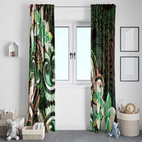 Polynesian Art Tattoo Window Curtain Plumeria Flowers Green Gradient LT05 - Polynesian Pride