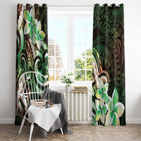 Polynesian Art Tattoo Window Curtain Plumeria Flowers Green Gradient LT05 - Polynesian Pride