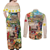 Samoa Culture Couples Matching Off Shoulder Maxi Dress and Long Sleeve Button Shirt Embracing The Spirit LT05 - Polynesian Pride