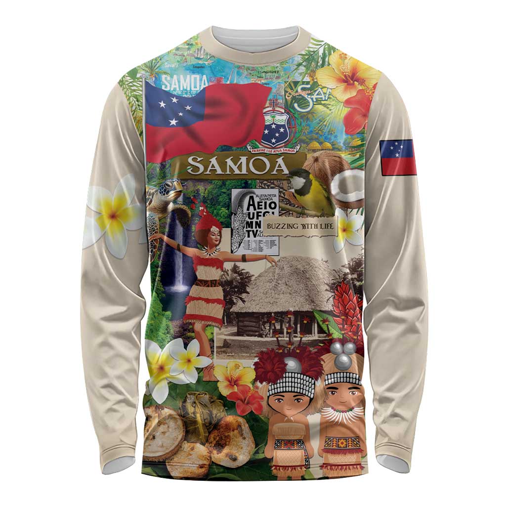 Samoa Culture Long Sleeve Shirt Embracing The Spirit LT05 Unisex Beige - Polynesian Pride