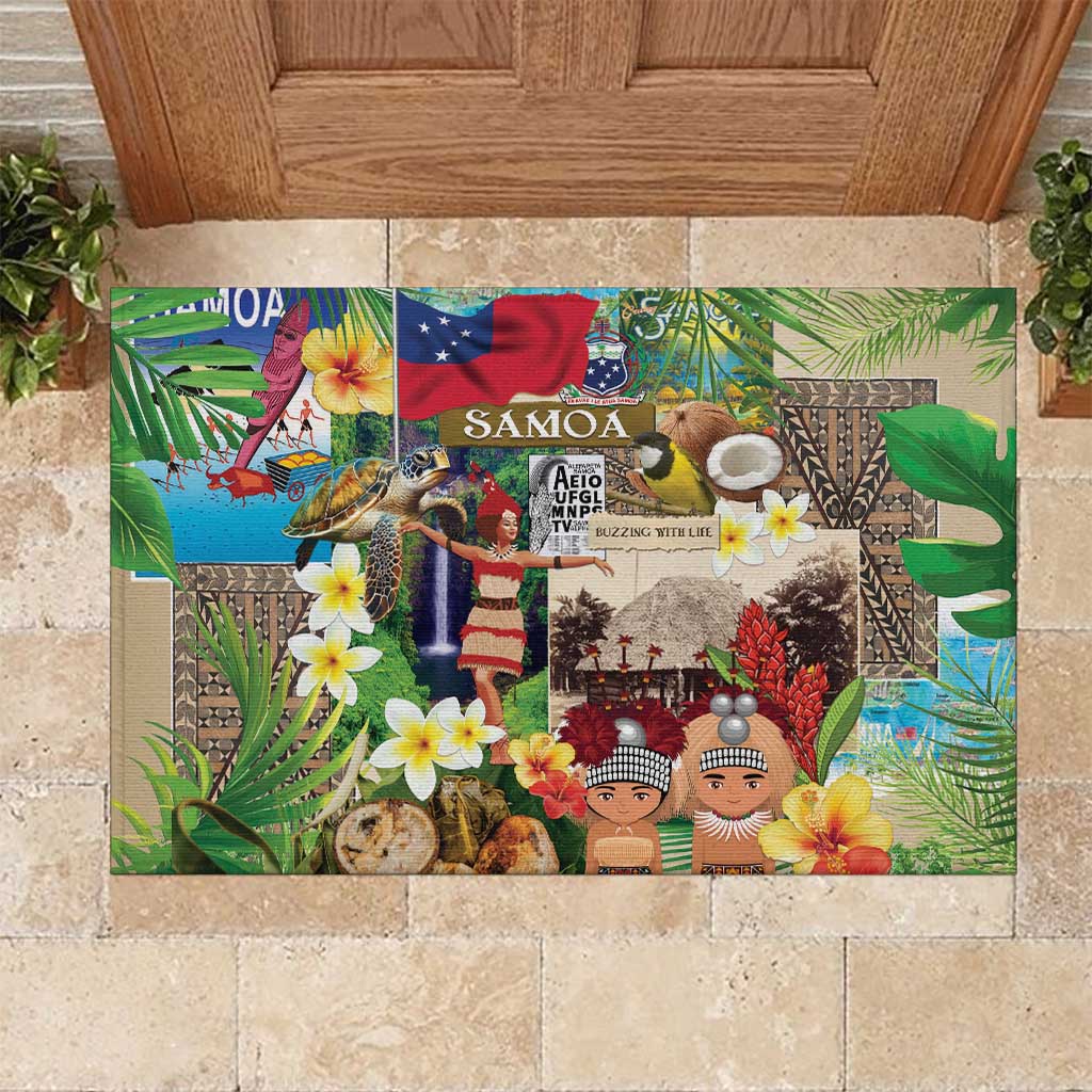 Samoa Culture Rubber Doormat Embracing The Spirit LT05 Beige - Polynesian Pride