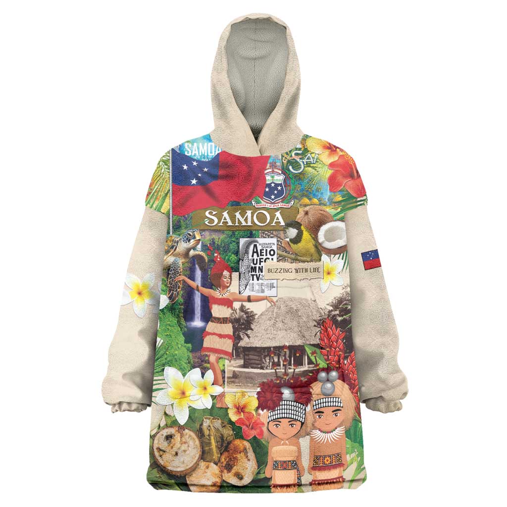 Samoa Culture Wearable Blanket Hoodie Embracing The Spirit LT05 One Size Beige - Polynesian Pride