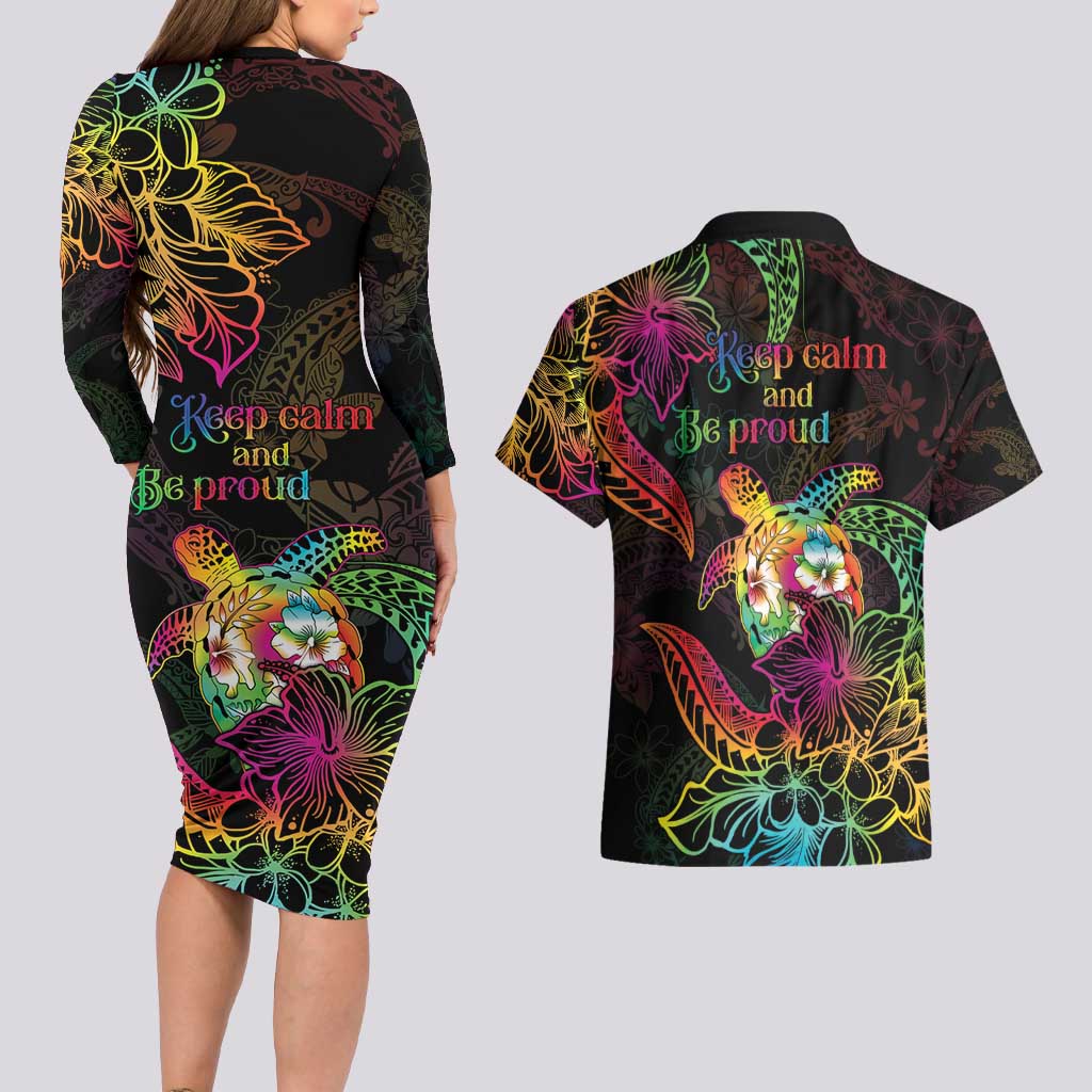 Hawaii Pride Couples Matching Long Sleeve Bodycon Dress and Hawaiian Shirt Aloha Is Aloha LT05 - Polynesian Pride