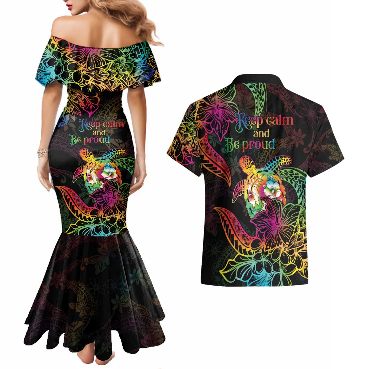 Hawaii Pride Couples Matching Mermaid Dress and Hawaiian Shirt Aloha Is Aloha LT05 - Polynesian Pride
