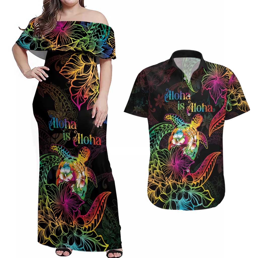 Hawaii Pride Couples Matching Off Shoulder Maxi Dress and Hawaiian Shirt Aloha Is Aloha LT05 Colorful - Polynesian Pride