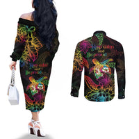 Hawaii Pride Couples Matching Off The Shoulder Long Sleeve Dress and Long Sleeve Button Shirt Aloha Is Aloha LT05 - Polynesian Pride