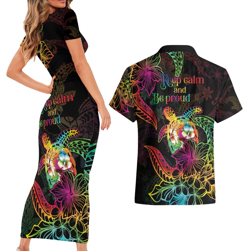 Hawaii Pride Couples Matching Short Sleeve Bodycon Dress and Hawaiian Shirt Aloha Is Aloha LT05 - Polynesian Pride