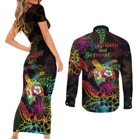 Hawaii Pride Couples Matching Short Sleeve Bodycon Dress and Long Sleeve Button Shirt Aloha Is Aloha LT05 - Polynesian Pride