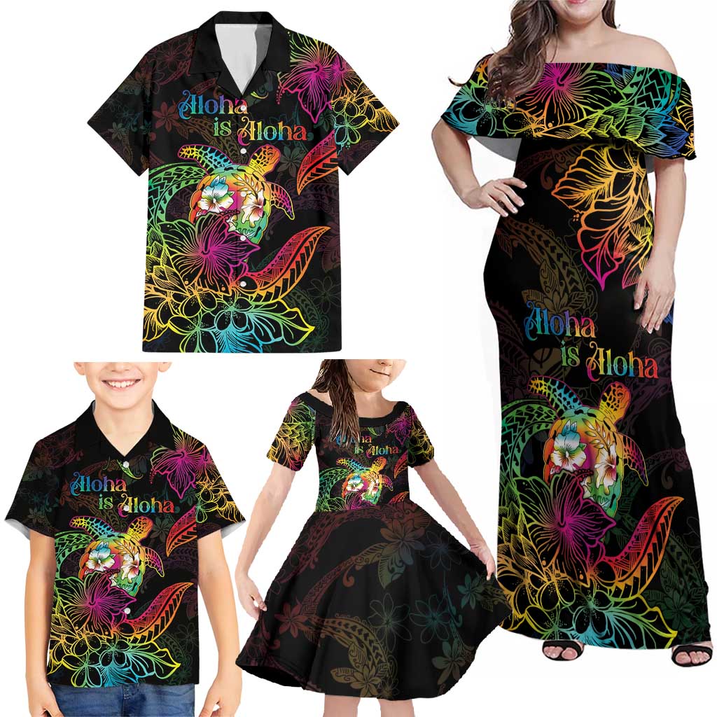 Hawaii Pride Family Matching Off Shoulder Maxi Dress and Hawaiian Shirt Aloha Is Aloha LT05 - Polynesian Pride