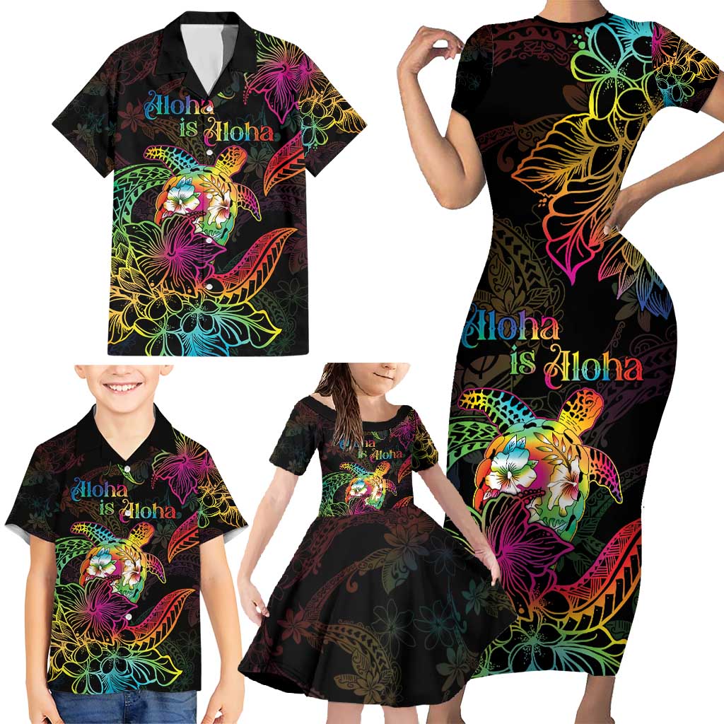 Hawaii Pride Family Matching Short Sleeve Bodycon Dress and Hawaiian Shirt Aloha Is Aloha LT05 - Polynesian Pride