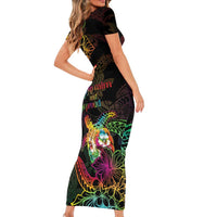 Hawaii Pride Family Matching Short Sleeve Bodycon Dress and Hawaiian Shirt Aloha Is Aloha