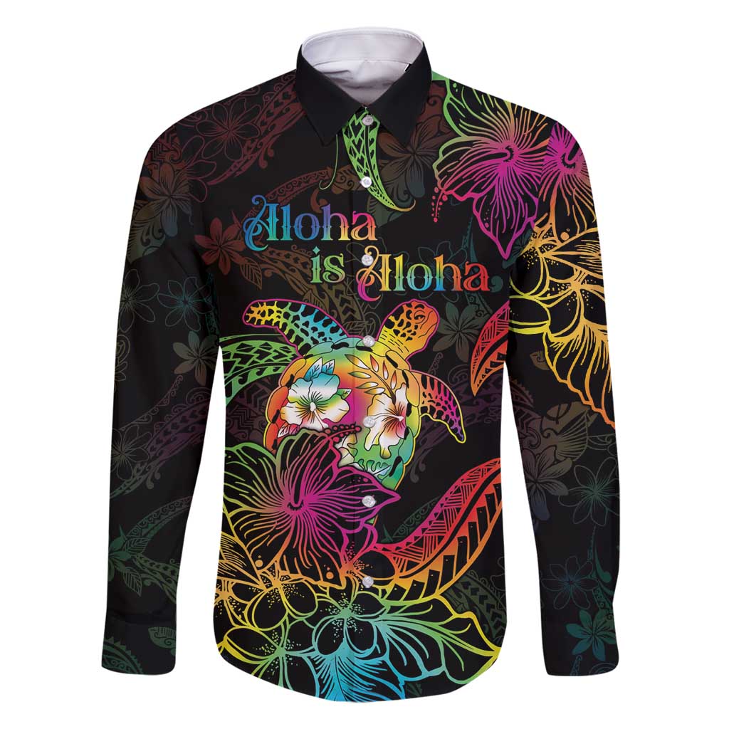 Hawaii Pride Family Matching Tank Maxi Dress and Hawaiian Shirt Aloha Is Aloha LT05 Dad's Shirt - Long Sleeve Colorful - Polynesian Pride