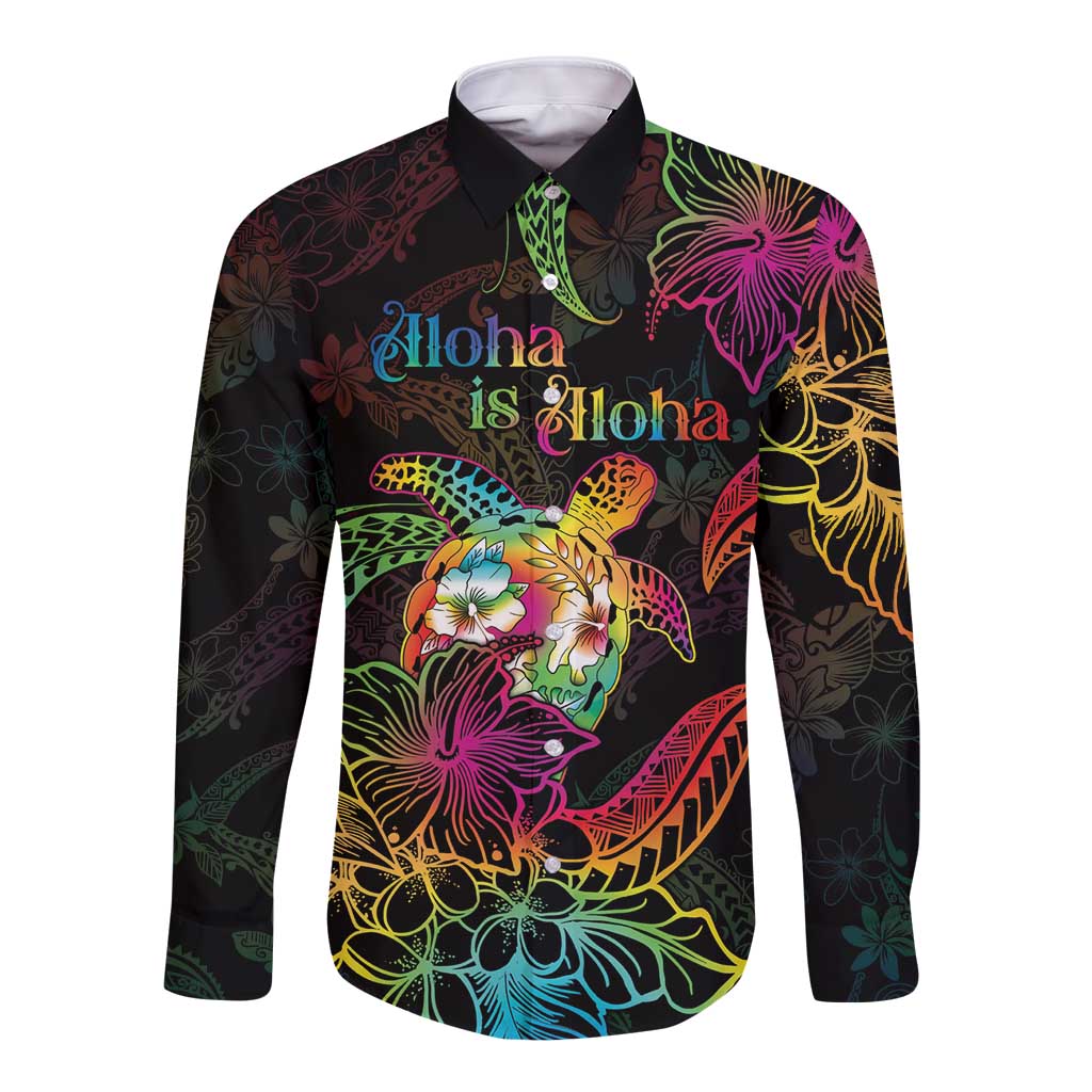 Hawaii Pride Long Sleeve Button Shirt Aloha Is Aloha LT05 Unisex Colorful - Polynesian Pride