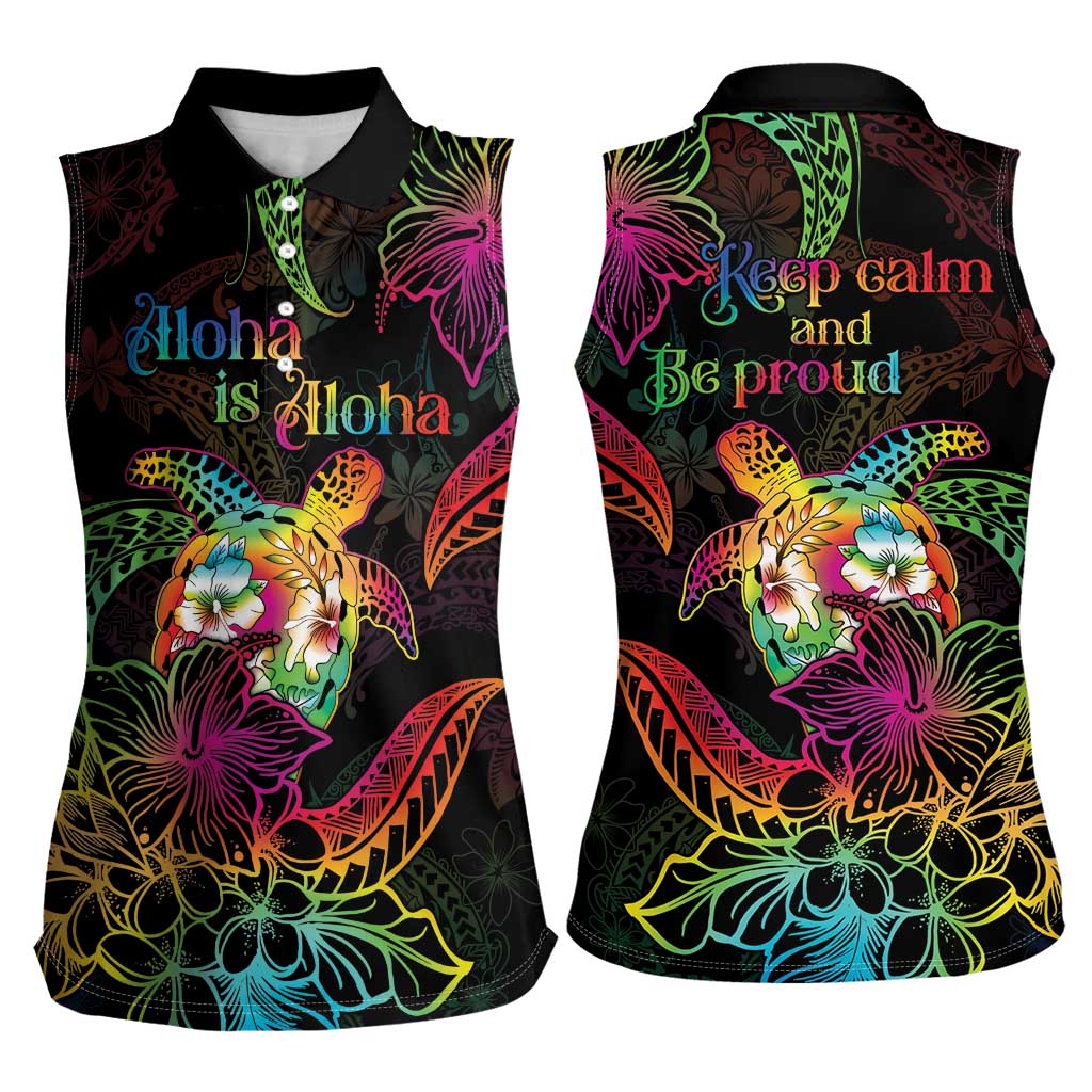 Hawaii Pride Women Sleeveless Polo Shirt Aloha Is Aloha