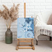 Hawaii Tapa Pattern With Blue Hibiscus Canvas Wall Art LT05 - Polynesian Pride
