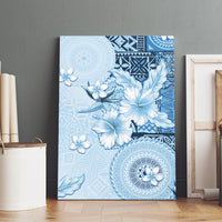 Hawaii Tapa Pattern With Blue Hibiscus Canvas Wall Art LT05 - Polynesian Pride