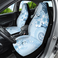 Hawaii Tapa Pattern With Blue Hibiscus Car Seat Cover