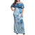 Hawaii Tapa Pattern With Blue Hibiscus Family Matching Off Shoulder Maxi Dress and Hawaiian Shirt