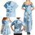 Hawaii Tapa Pattern With Blue Hibiscus Family Matching Summer Maxi Dress and Hawaiian Shirt