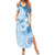 Hawaii Tapa Pattern With Blue Hibiscus Family Matching Summer Maxi Dress and Hawaiian Shirt