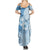 Hawaii Tapa Pattern With Blue Hibiscus Family Matching Summer Maxi Dress and Hawaiian Shirt