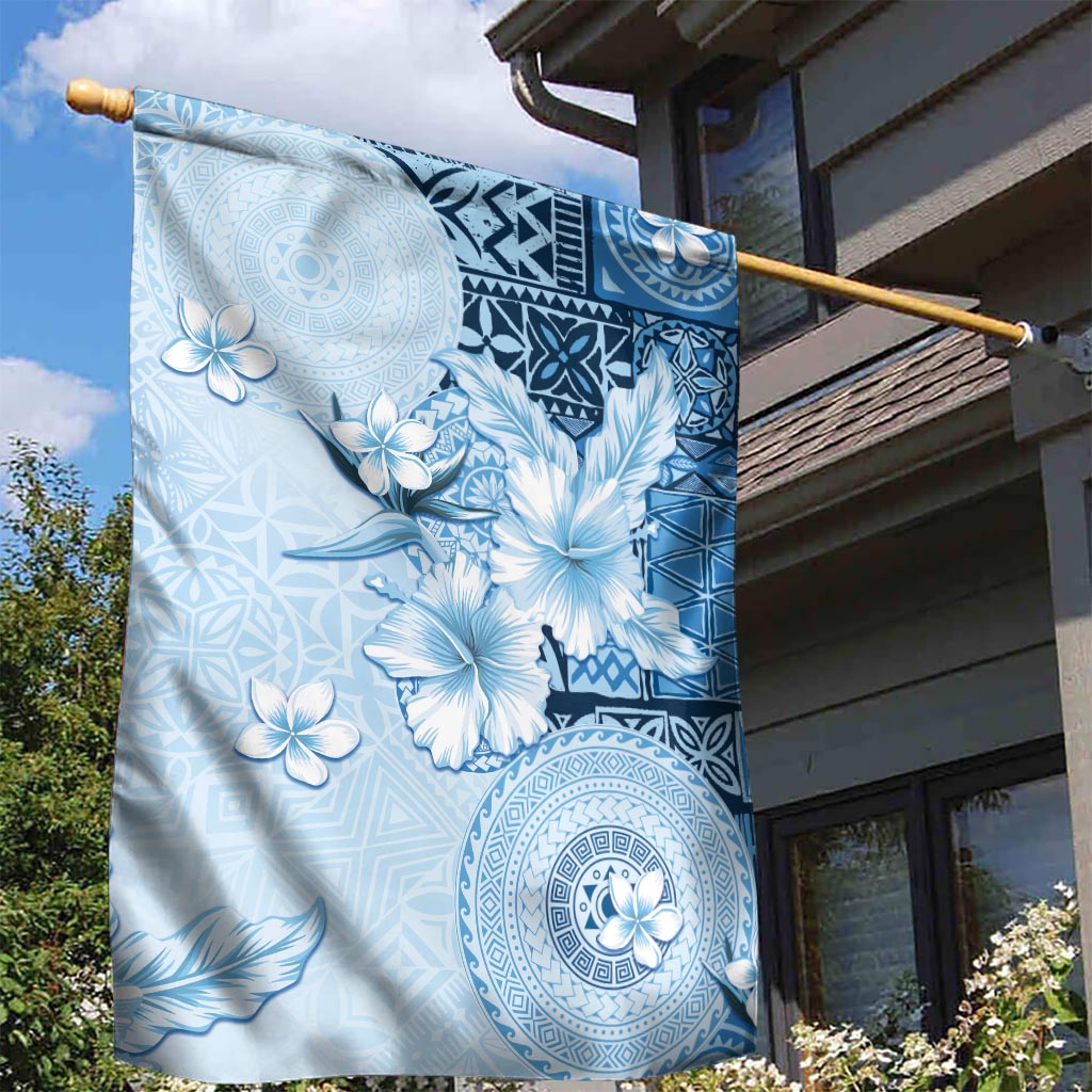 Hawaii Tapa Pattern With Blue Hibiscus Garden Flag LT05 - Polynesian Pride