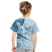 Hawaii Tapa Pattern With Blue Hibiscus Kid T Shirt