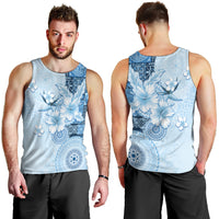 Hawaii Tapa Pattern With Blue Hibiscus Men Tank Top LT05 - Polynesian Pride
