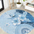 Hawaii Tapa Pattern With Blue Hibiscus Round Carpet