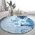 Hawaii Tapa Pattern With Blue Hibiscus Round Carpet