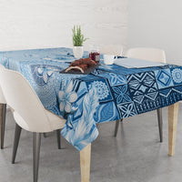 Hawaii Tapa Pattern With Blue Hibiscus Tablecloth LT05 - Polynesian Pride