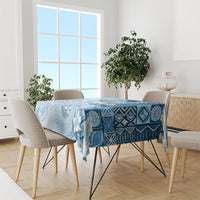 Hawaii Tapa Pattern With Blue Hibiscus Tablecloth LT05 - Polynesian Pride