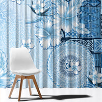 Hawaii Tapa Pattern With Blue Hibiscus Window Curtain LT05 - Polynesian Pride