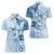 Hawaii Tapa Pattern With Blue Hibiscus Women Polo Shirt