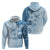 Hawaii Tapa Pattern With Blue Hibiscus Zip Hoodie