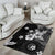 Hawaii Tapa Pattern With Black Hibiscus Area Rug