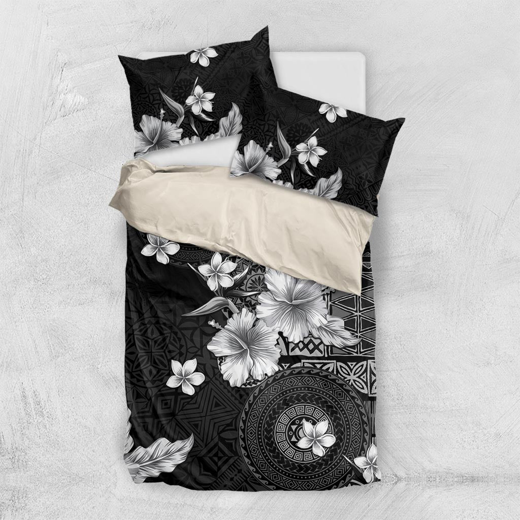 Hawaii Tapa Pattern With Black Hibiscus Bedding Set LT05 US Twin 172cm x 218cm Black - Polynesian Pride