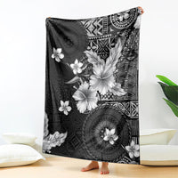 Hawaii Tapa Pattern With Black Hibiscus Blanket LT05 - Polynesian Pride