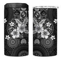 Hawaii Tapa Pattern With Black Hibiscus 4 in 1 Can Cooler Tumbler