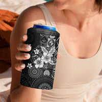 Hawaii Tapa Pattern With Black Hibiscus 4 in 1 Can Cooler Tumbler