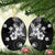 Hawaii Tapa Pattern With Black Hibiscus Ceramic Ornament