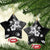 Hawaii Tapa Pattern With Black Hibiscus Ceramic Ornament