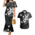 Hawaii Tapa Pattern With Black Hibiscus Couples Matching Mermaid Dress and Hawaiian Shirt