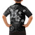 Hawaii Tapa Pattern With Black Hibiscus Family Matching Long Sleeve Bodycon Dress and Hawaiian Shirt