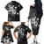 Hawaii Tapa Pattern With Black Hibiscus Family Matching Off The Shoulder Long Sleeve Dress and Hawaiian Shirt