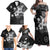 Hawaii Tapa Pattern With Black Hibiscus Family Matching Off Shoulder Maxi Dress and Hawaiian Shirt